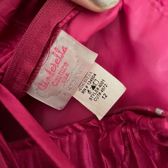 Girls Hot Pink Tulle Party Dress Sz 12 Flower Girl Prom Pageant Formal Princess - Picture 9 of 11